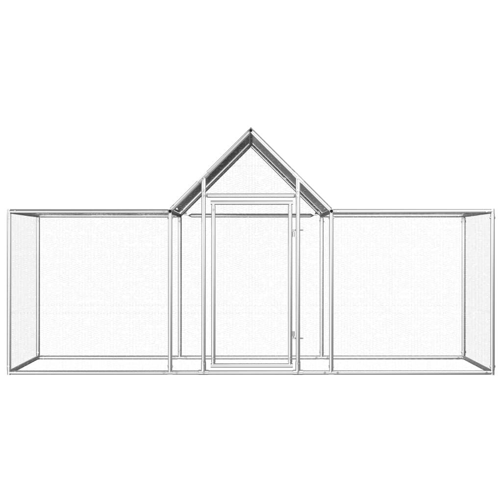 vidaXL Chicken Cage Walk-in Chicken Coop Pen Poultry Cage Galvanized Steel-4