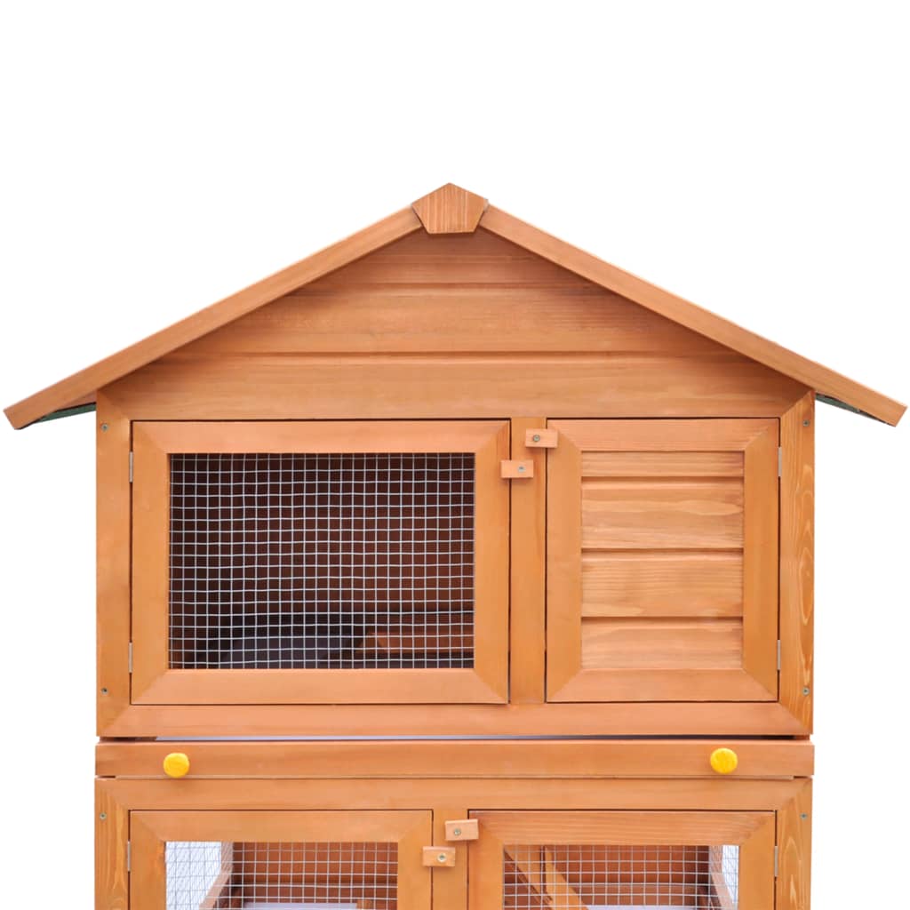 vidaXL Outdoor Rabbit Hutch Small Animal House Pet Cage 3 Layers Wood-3