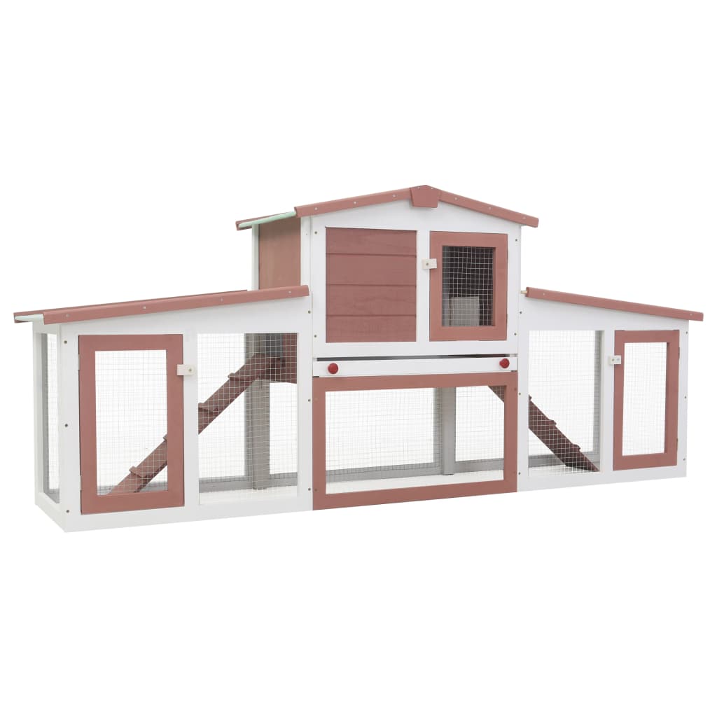 vidaXL Rabbit Hutch Bunny Cage with Pull Out Tray and Ramp Solid Pine Wood-6