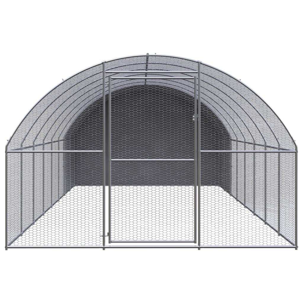 vidaXL Outdoor Chicken Coop 9.8'x26.2'x6.6' Galvanized Steel-1