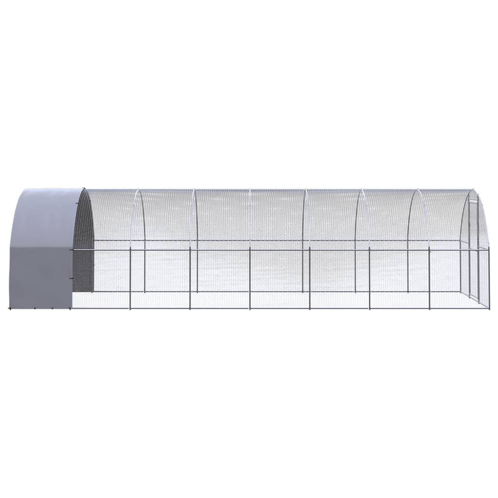 vidaXL Outdoor Chicken Coop 9.8'x26.2'x6.6' Galvanized Steel-2