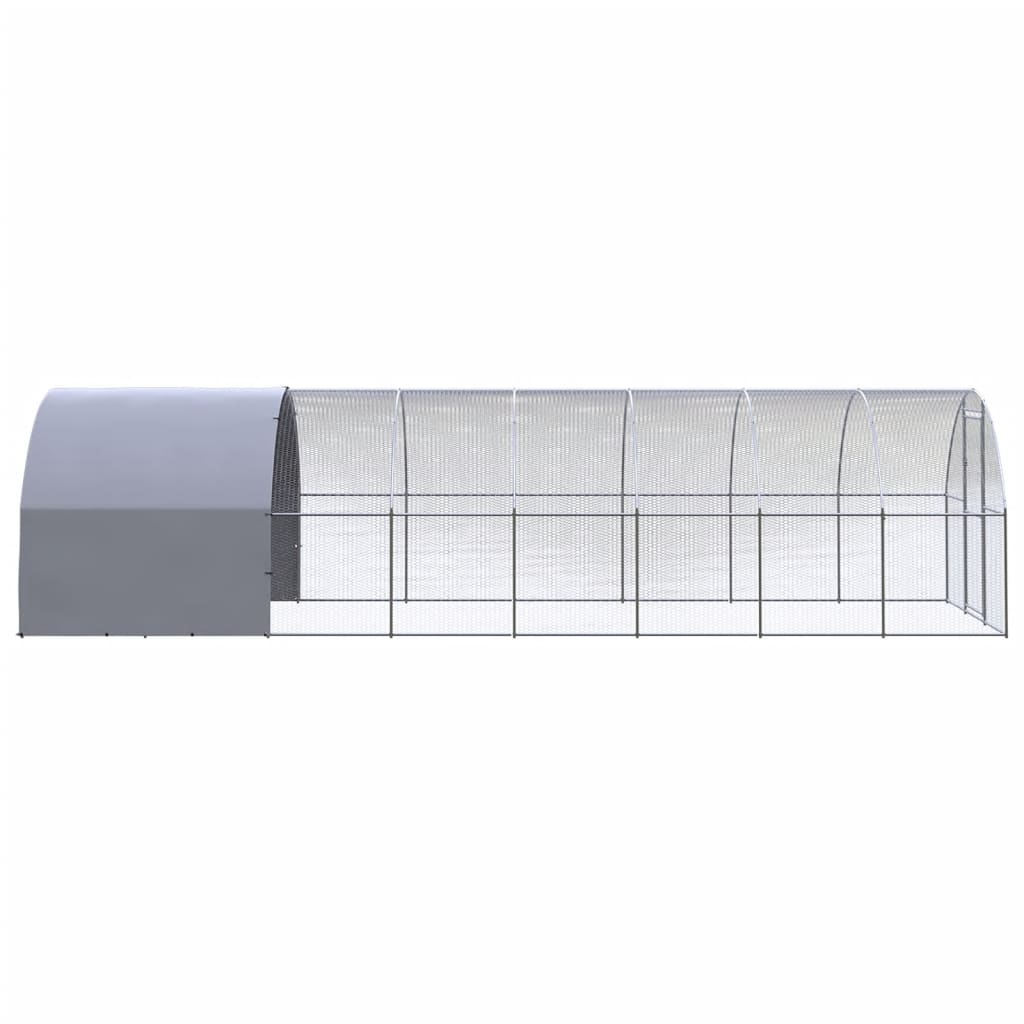 vidaXL Outdoor Chicken Coop 9.8'x26.2'x6.6' Galvanized Steel-3