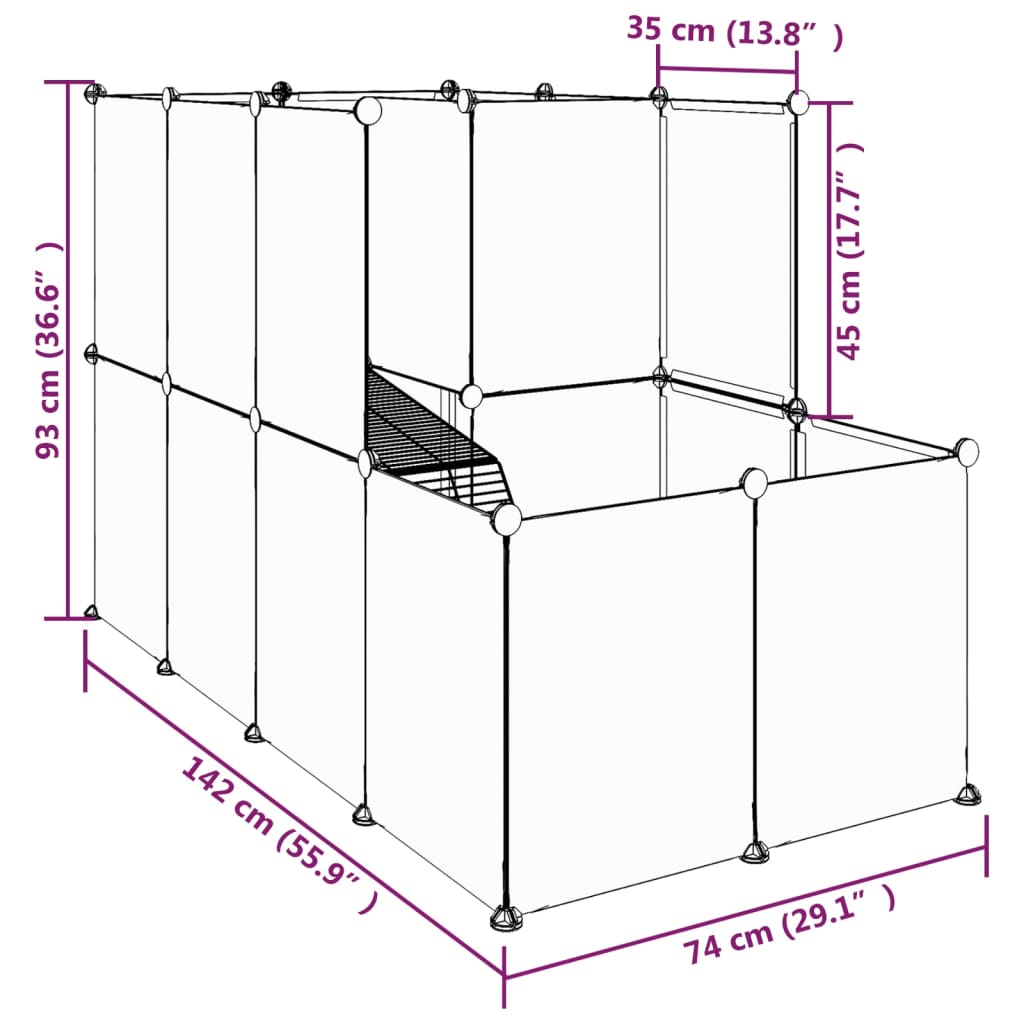 vidaXL Small Animal Cage DIY Small Animal House Rabbit Hutch PP and Steel-4