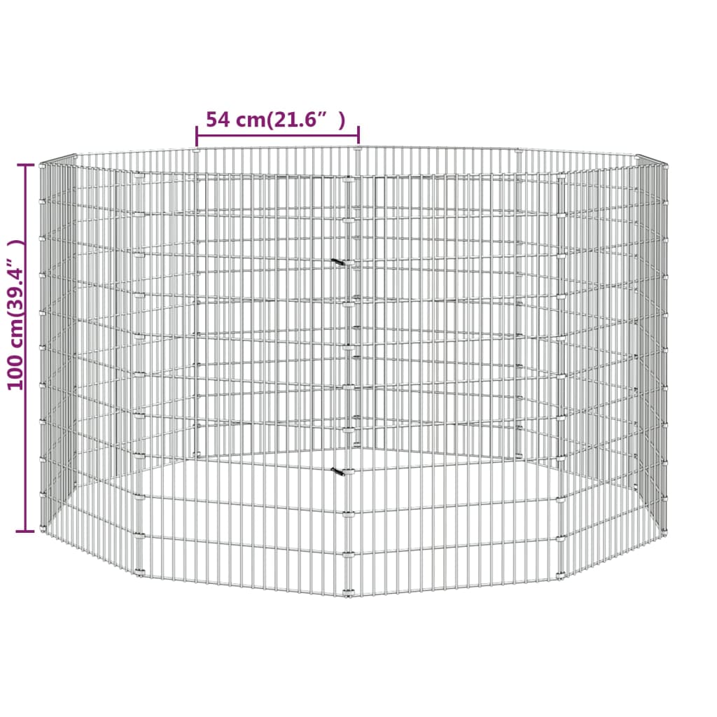 vidaXL Free Range Animal Enclosure 10-Panel 21.3"x39.4" Galvanized Iron-2
