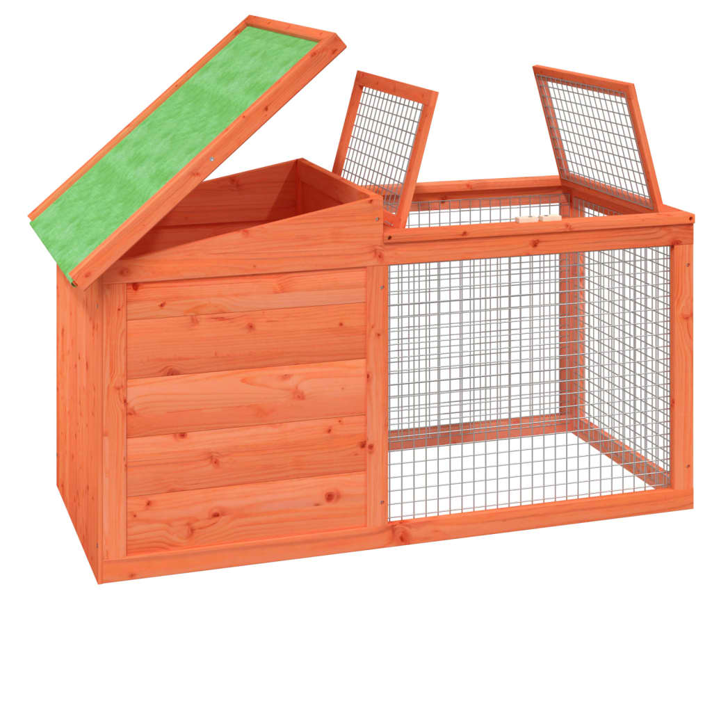vidaXL Rabbit Hutch Brown 39.6"x21.3"x21.7" Solid Wood Pine-3