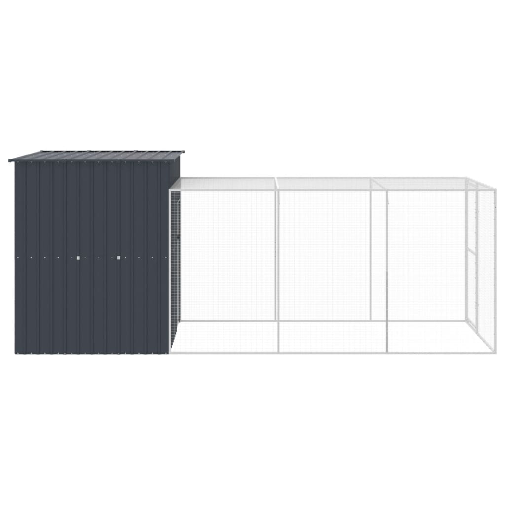 vidaXL Chicken Coop Metal Chicken Cage Animal House with Run Galvanized Steel-2