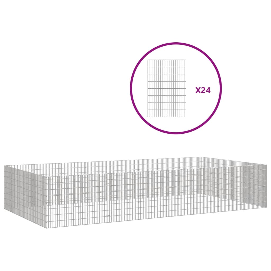 vidaXL Free Range Animal Enclosure 24-Panel 21.3"x31.5" Galvanized Iron-1