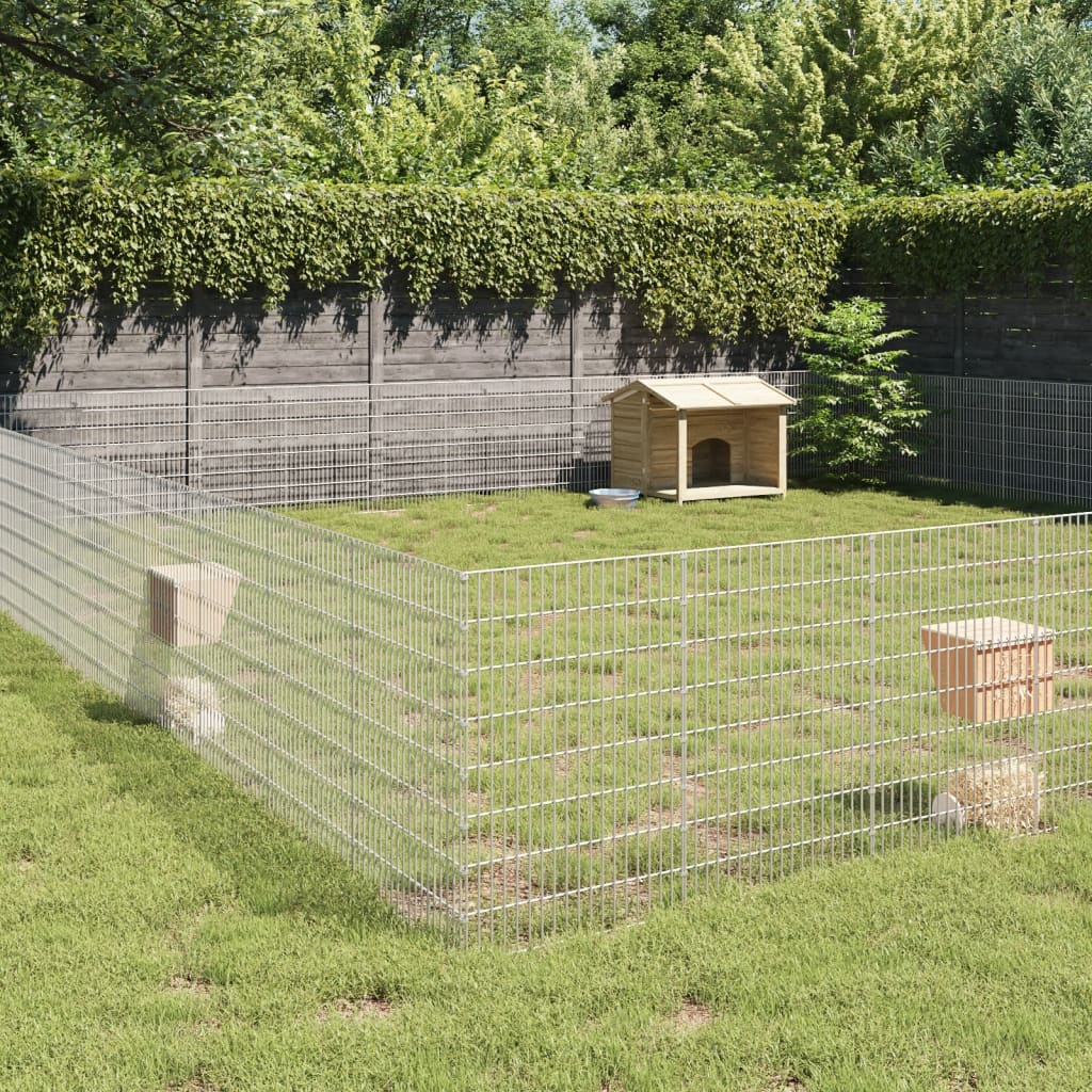 vidaXL Free Range Animal Enclosure 48-Panel 21.3"x31.5" Galvanized Iron-0