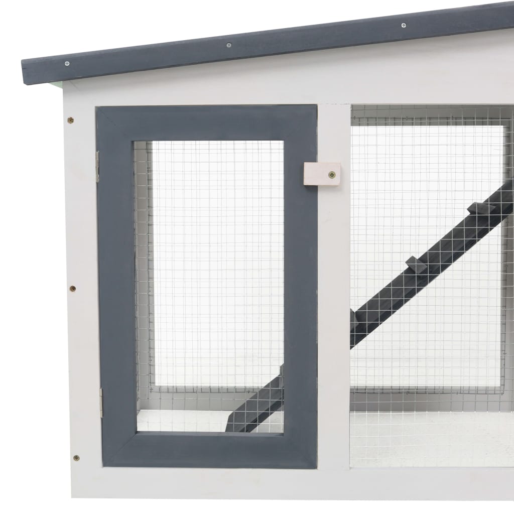 vidaXL Rabbit Hutch Bunny Cage with Pull Out Tray and Ramp Solid Pine Wood-1