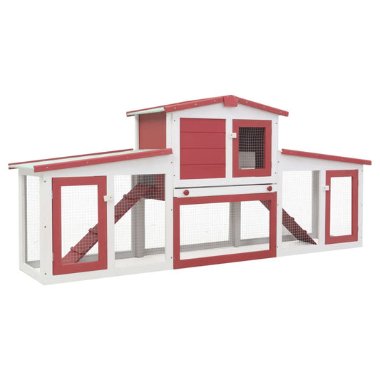 vidaXL Rabbit Hutch Bunny Cage with Pull Out Tray and Ramp Solid Pine Wood-0