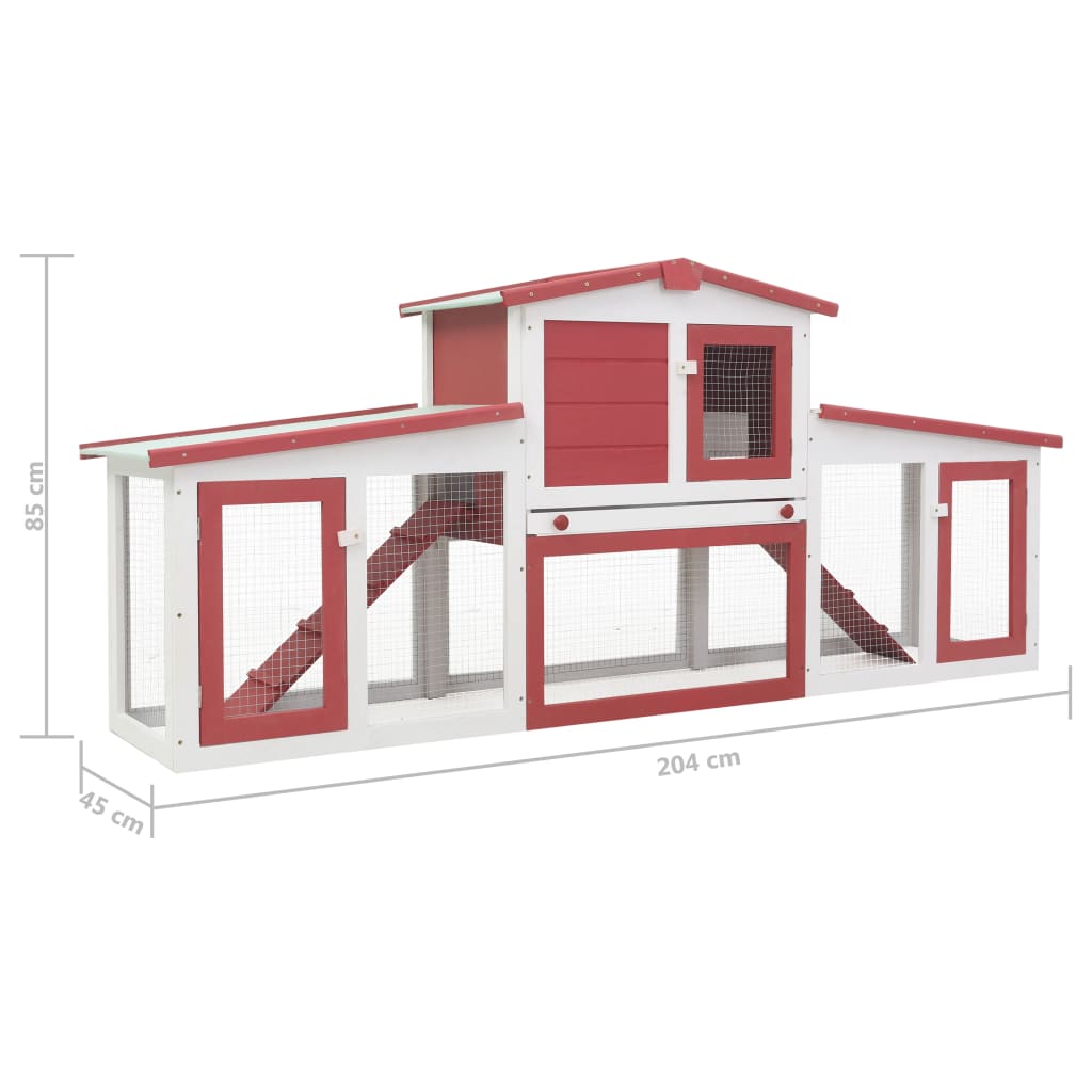 vidaXL Rabbit Hutch Bunny Cage with Pull Out Tray and Ramp Solid Pine Wood-3