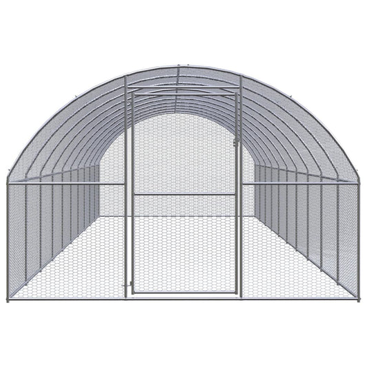 vidaXL Outdoor Chicken Coop 9.8'x32.8'x6.6' Galvanized Steel-0