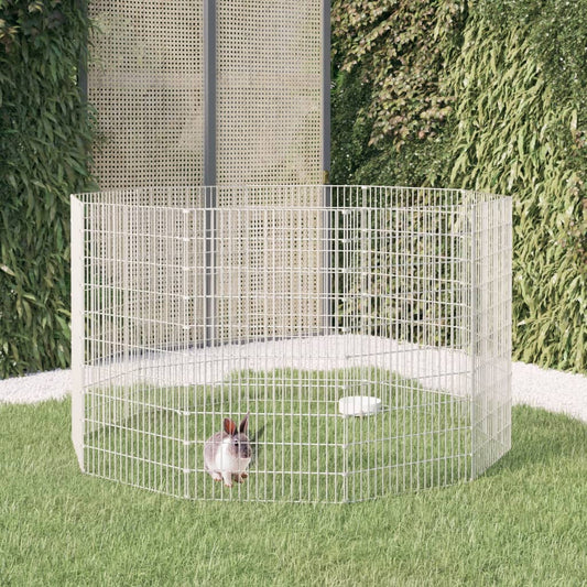vidaXL Free Range Animal Enclosure 10-Panel 21.3"x39.4" Galvanized Iron-0