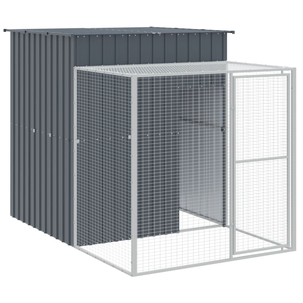 vidaXL Chicken Coop Metal Chicken Cage Animal House with Run Galvanized Steel-1