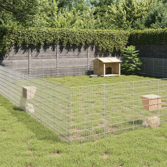 vidaXL Free Range Animal Enclosure 48-Panel 21.3"x31.5" Galvanized Iron-0